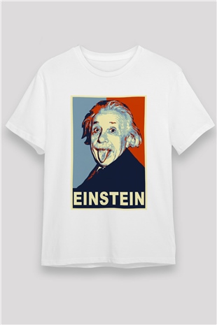 Einstein Beyaz Unisex Tişört T-Shirt - TişörtFabrikası