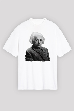 Einstein Beyaz Oversize Tişört Oversize T-shirt - TişörtFabrikası
