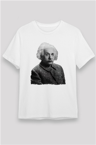 Einstein Beyaz Unisex Tişört T-Shirt - TişörtFabrikası