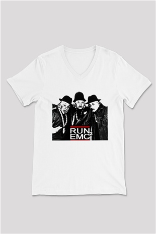 Einstein Beyaz Unisex V Yaka Tişört T-Shirt