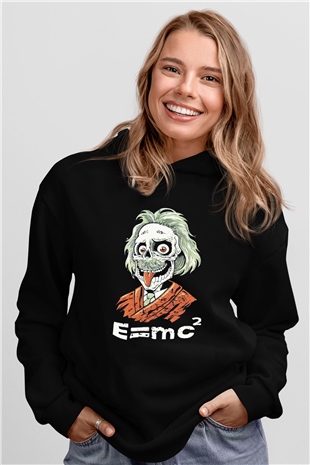 Einstein Siyah Unisex Hoodie
