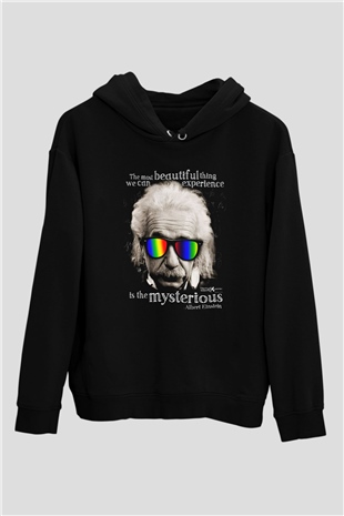 Einstein Siyah Unisex Hoodie