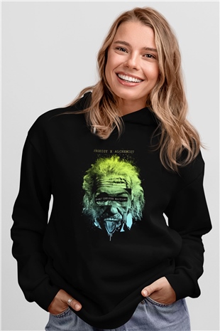 Einstein Siyah Unisex Hoodie