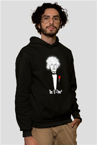 Einstein Siyah Unisex Hoodie
