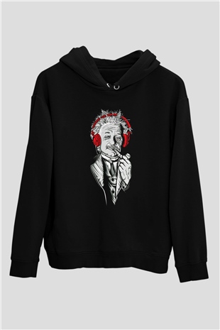 Einstein Siyah Unisex Hoodie