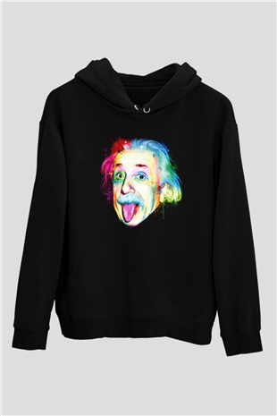 Einstein Siyah Unisex Hoodie