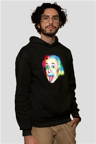Einstein Siyah Unisex Hoodie