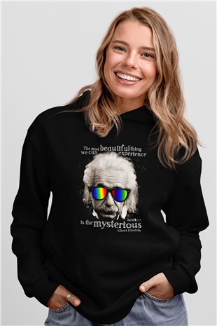 Einstein Siyah Unisex Hoodie