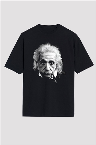 Einstein Siyah Unisex Oversize Tişört T-Shirt