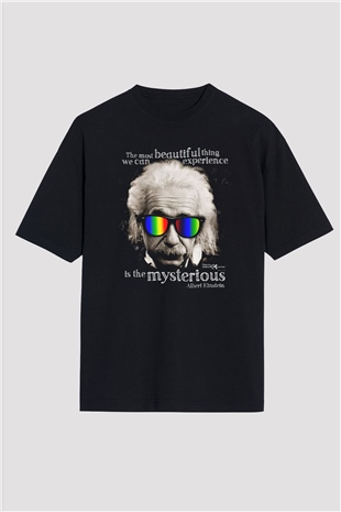 Einstein Siyah Unisex Oversize Tişört T-Shirt
