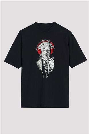 Einstein Siyah Unisex Oversize Tişört T-Shirt
