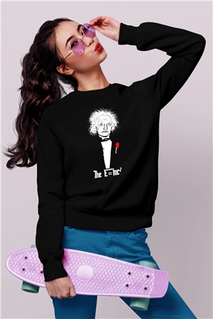 Einstein Siyah Unisex Sweatshirt
