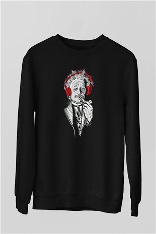 Einstein Siyah Unisex Sweatshirt