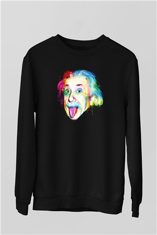 Einstein Siyah Unisex Sweatshirt