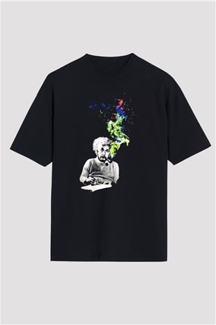 Einstein Siyah Oversize Tişört Oversize T-shirt - TişörtFabrikası