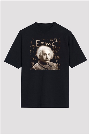 Einstein Siyah Oversize Tişört Oversize T-shirt - TişörtFabrikası