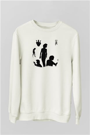 Einstürzende Neubauten Baskılı Unisex Beyaz Sweatshirt