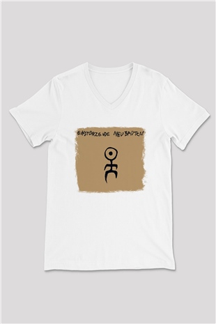 Einstürzende Neubauten Baskılı Unisex Beyaz V Yaka Tişört