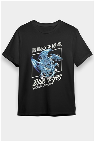 Ejderha Baskılı Unisex Siyah Tişört - Tshirt