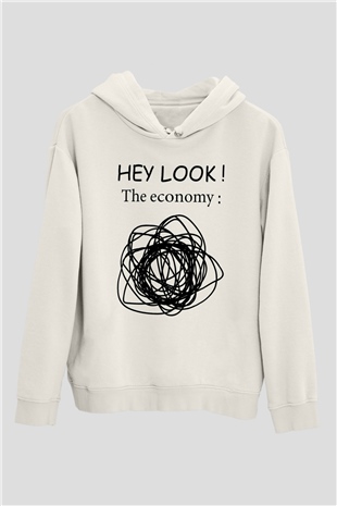Ekonomist Beyaz Unisex Kapüşonlu Sweatshirt