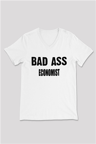 Ekonomist Beyaz Unisex V Yaka Tişört