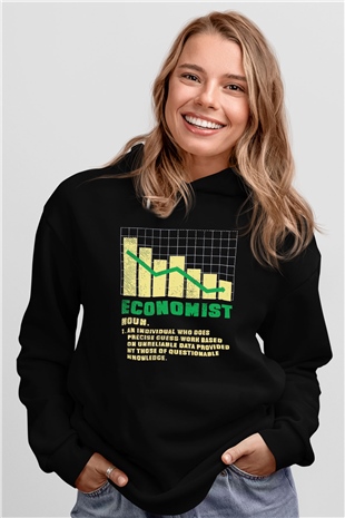 Ekonomist Siyah Unisex Kapüşonlu Sweatshirt