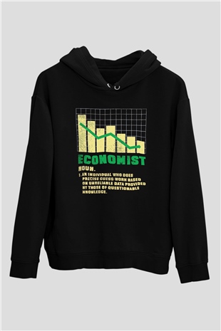 Ekonomist Siyah Unisex Kapüşonlu Sweatshirt