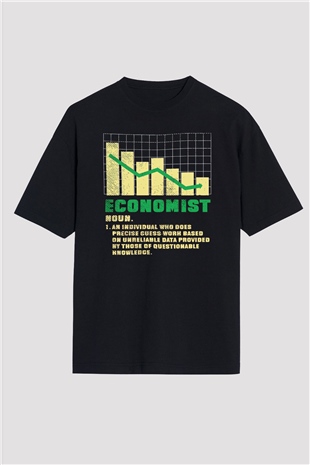 Ekonomist Siyah Oversize Tişört Oversize T-shirt - TişörtFabrikası