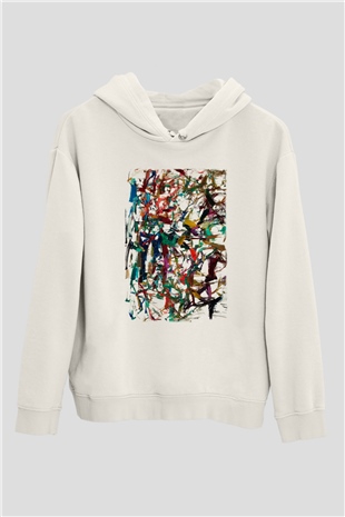 Ekspresyonizm Beyaz Unisex Kapşonlu Sweatshirt
