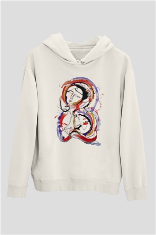 Ekspresyonizm Beyaz Unisex Kapşonlu Sweatshirt