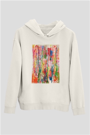 Ekspresyonizm Beyaz Unisex Kapşonlu Sweatshirt