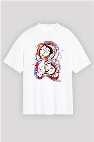 Ekspresyonizm Beyaz Unisex Oversize Tişört T-Shirt