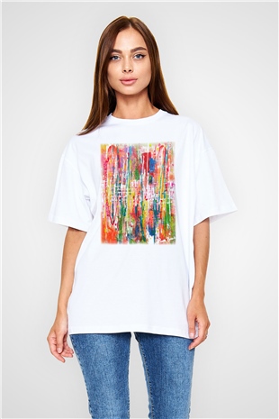 Ekspresyonizm Beyaz Unisex Oversize Tişört T-Shirt