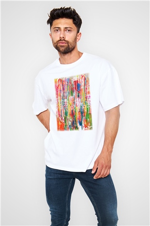 Ekspresyonizm Beyaz Unisex Oversize Tişört T-Shirt