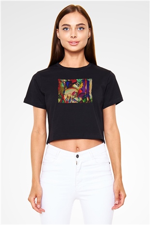 Ekspresyonizm Siyah  Crop Top Tişört