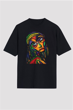 Ekspresyonizm Siyah Unisex Oversize Tişört T-Shirt