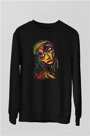 Ekspresyonizm Siyah Unisex Sweatshirt
