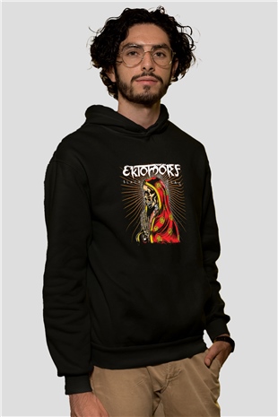 Ektomorf Baskılı Unisex Siyah Hoodie