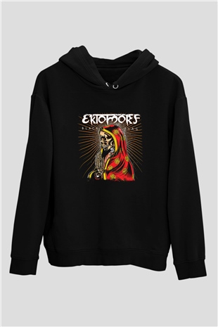 Ektomorf Baskılı Unisex Siyah Hoodie