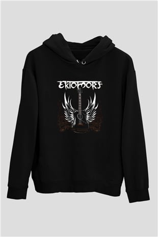 Ektomorf Baskılı Unisex Siyah Hoodie