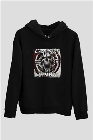 Ektomorf Baskılı Unisex Siyah Hoodie