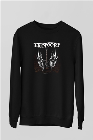 Ektomorf Baskılı Unisex Siyah Sweatshirt