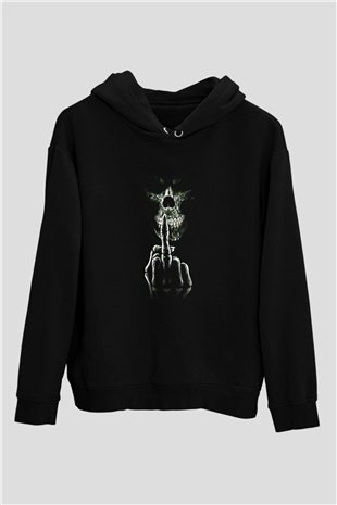 El Hareketi Yapan Kurukafa Siyah  Unisex Hoodie