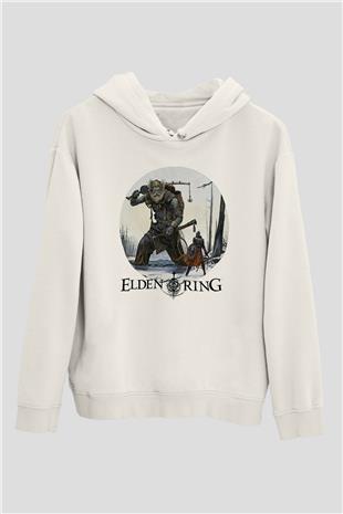 Elden Ring Baskılı Beyaz Unisex Kapüşonlu Sweatshirt