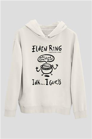 Elden Ring Baskılı Beyaz Unisex Kapüşonlu Sweatshirt