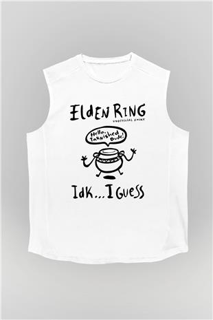 Elden Ring Baskılı Beyaz Unisex Kolsuz Tişört - Tshirt