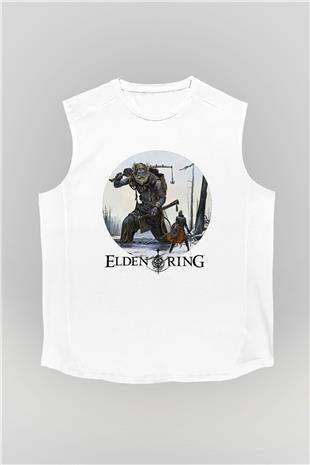 Elden Ring Baskılı Beyaz Unisex Kolsuz Tişört - Tshirt