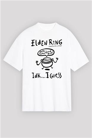 Elden Ring Baskılı Beyaz Unisex Oversize Tişört - Tshirt