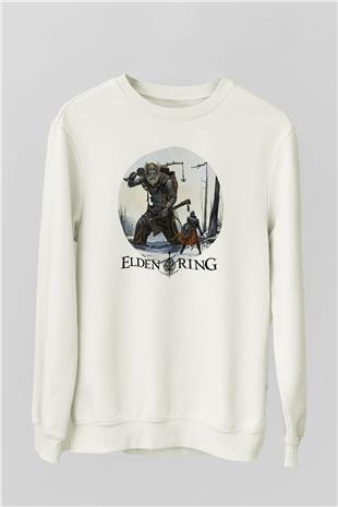 Elden Ring Baskılı Beyaz Unisex Sweatshirt