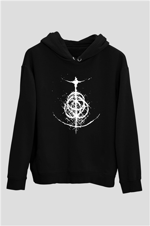 Elden Ring Baskılı Unisex Siyah Kapüşonlu Sweatshirt